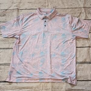 Southern Proper Men's Blue Pink Shell Print Polo Shirt L